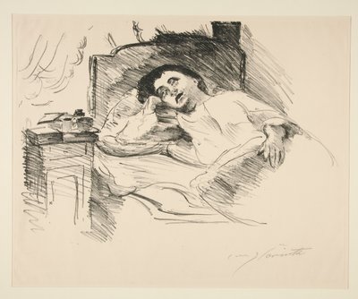 Lady lepää sängyssä tekijältä Lovis Corinth