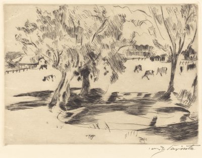 Maisema lehmien kanssa, 1917. tekijältä Lovis Corinth