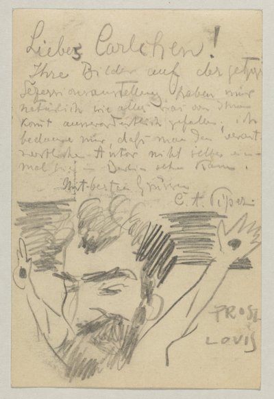 Lovis Corinth Carl Strathmannille: postikortti, postileima 16. tammikuuta 1903 tekijältä Lovis Corinth