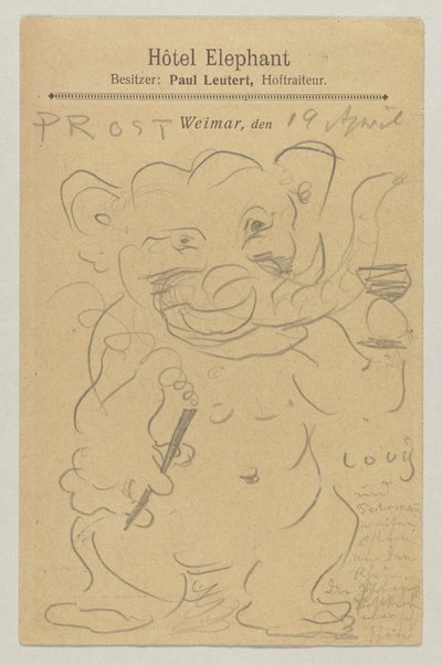 Lovis Corinth Carl Strathmannille: postikortti, postileima 20. huhtikuuta 1905 tekijältä Lovis Corinth