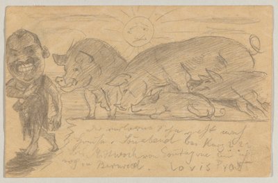Lovis Corinth Carl Strathmannille: postikortti, postileima 25. elokuuta 1899 tekijältä Lovis Corinth