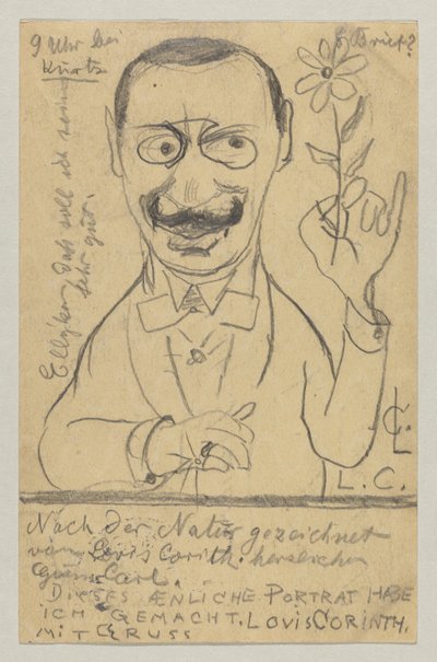 Lovis Corinth neiti Elly Frankelle: postikortti, postileima 28. elokuuta 1897 tekijältä Lovis Corinth