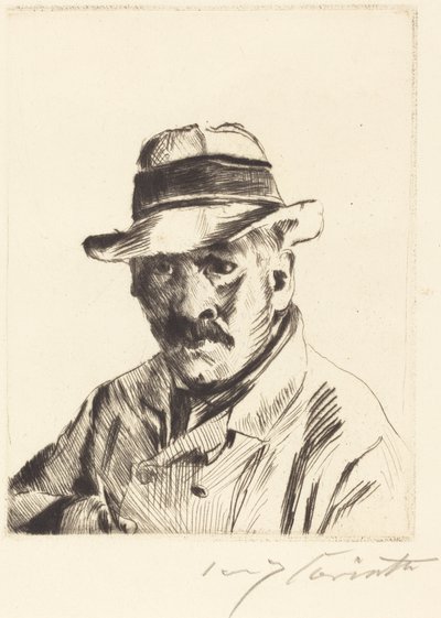 Omakuva olkihattu päässä (Self-Portrait in a Straw Hat) tekijältä Lovis Corinth