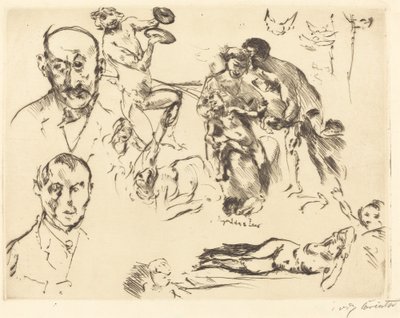 Luonnoksia miehistä, mukaan lukien Max Liebermann, c. 1915. tekijältä Lovis Corinth