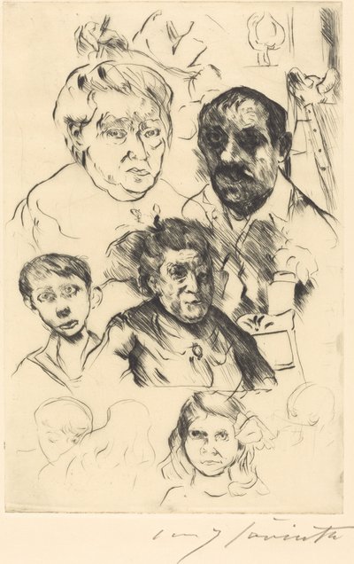 Valikoimapäät ja omakuva, 1915. tekijältä Lovis Corinth