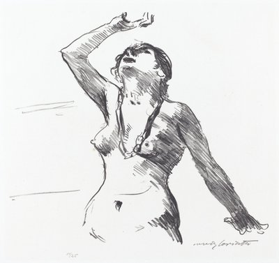 Nainen alaston puolustamassa itseään, 1913. tekijältä Lovis Corinth