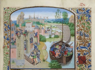 Gentin kauppiaiden verilöyly Audenardessa 1380, noin 1470-1475. tekijältä Loyset Liedet