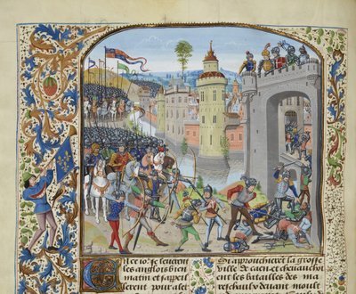 Caenin taistelu vuonna 1346, noin 1470-1475. tekijältä Loyset Liedet