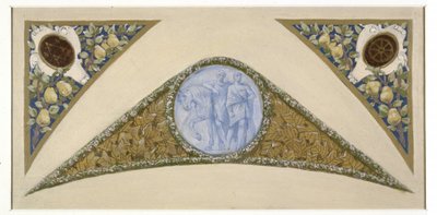 Luonnos Pariisin kaupungintalon festivaaliportaasta: Gemini, vuosien 1888 ja 1898 välillä (öljy). tekijältä Luc-Oliver Merson