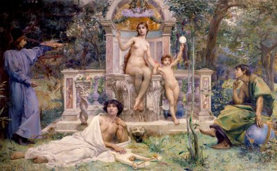 Hotel Watel-Dehayninin sisustus: Verite. Sitä ympäröivät allegoriat tähtitiedestä, musiikista ja runoudesta sekä maalauksesta. Luc Olivier Mersonin (1846-1920) maalaus tekijältä Luc Oliver Merson