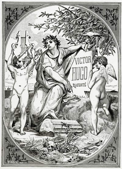 Victor Hugo kertoi hänen elämänsä todistaja, 19th Century (bw-kaiverrus) tekijältä Luc Oliver Merson