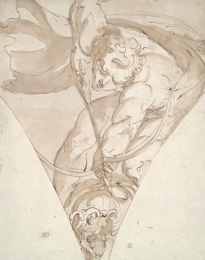 Apol·lo Killing the Python, estudi per a una espadrel al Palazzo Antonio Doria (Palazzo della Prefettura), Genoafinnish tekijältä Luca Cambiaso