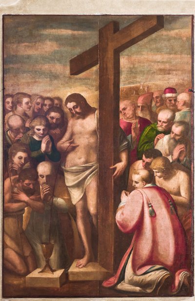 Genova, Duomo (Pyhän Laurentiuksen katedraali), sakristi, kappeli: "Pyhien palvoma eukaristinen Kristus", kirjoittanut Luca Cambiaso, noin 1580 tekijältä Luca Cambiaso