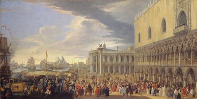 Manchesterin jaarlin saapuminen Venetsiaan, 1707-1010 tekijältä Luca Carlevaris