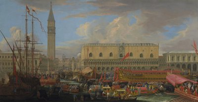 Bucintoro, joka lähtee San Marcon altaalta, 1710 tekijältä Luca Carlevaris