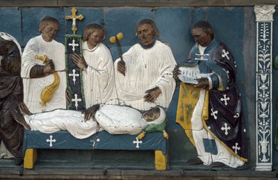 Kuolleiden hautaaminen, yksityiskohta, 1526-28 tekijältä Luca Della Robbia