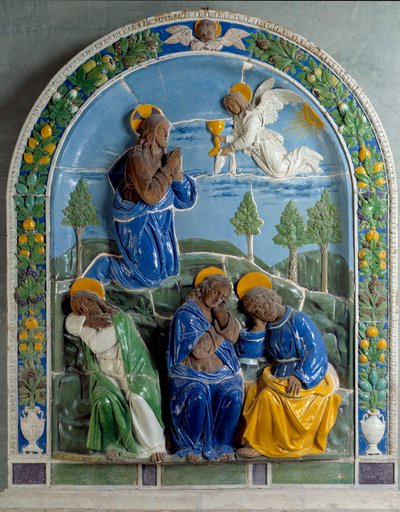 Kristus Öljymäellä Keramiikkaa maalasi ja lakkasi Luca della Robbia (1400-1482) 1400-luku. Pariisi, Louvre-museo tekijältä Luca Della Robbia