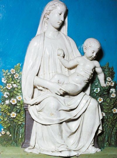 Madonna of Rose Garden, n. 1450-1455 (terrakotta) tekijältä Luca Della Robbia