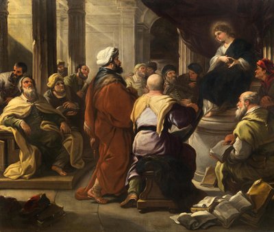 Kristus lääkäreiden joukossa, noin 1665. tekijältä Luca Giordano