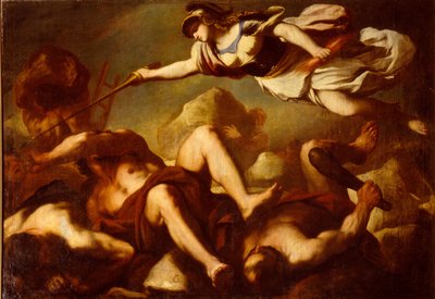 Minerva taistelussa Gigantesia vastaan tekijältä Luca Giordano