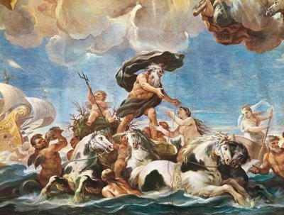 Neptunus, yksityiskohta (fresko) tekijältä Luca Giordano
