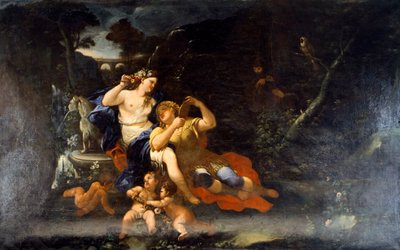 Luca Giordanon (1632-1705) Rinaldo ja Armida, öljy kankaalle tekijältä Luca Giordano