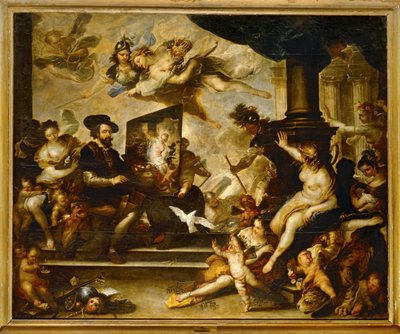 Rubens maalaamassa: (maalaus kankaalle). tekijältä Luca Giordano