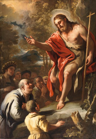 Pyhä Johannes saarnaa erämaassa tekijältä Luca Giordano