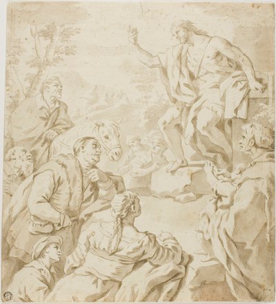 Pyhä Johannes Kastaja saarnaamassa tekijältä Luca Giordano