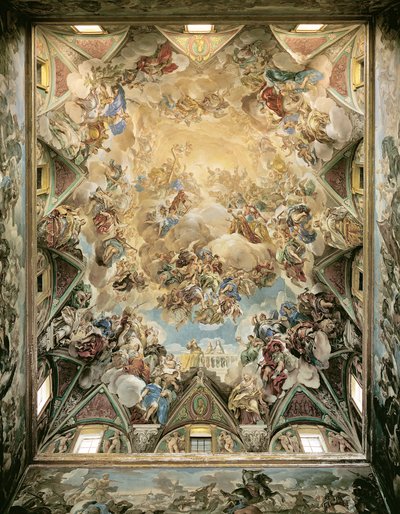 Taivaallinen kirkkaus ja Habsburgien voitto, katosta suuren portaikon yläpuolelta tekijältä Luca Giordano