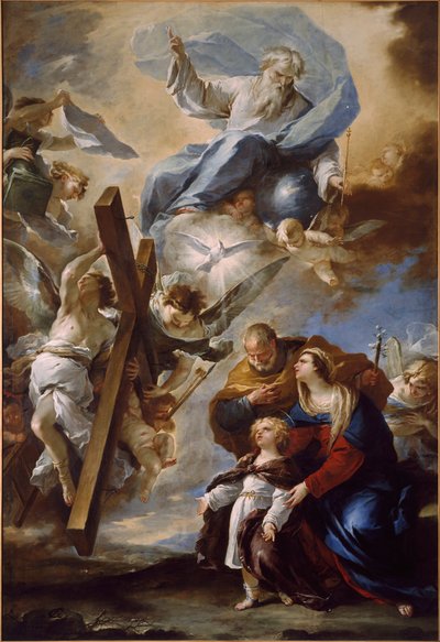 Pyhä perhe kärsimyksen symbolein, n. 1660. tekijältä Luca Giordano