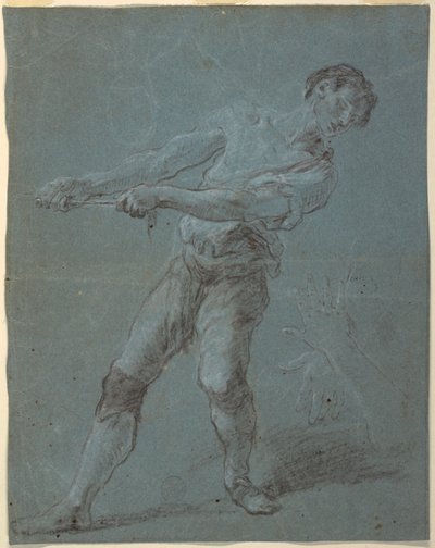 Nuori mies vetää köyttä tekijältä Luca Giordano