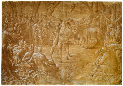 Taistelu Entellus of Sicilyn ja Dares of Troy välillä, 1544 tekijältä Luca Penni