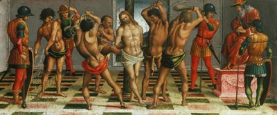 The Flagellation of Christin Valitus kuolleesta Kristuksesta, Predella-paneeli, 1502. tekijältä Luca Signorelli
