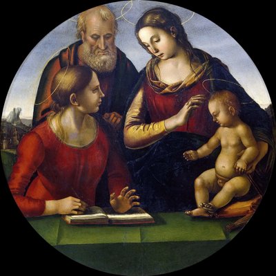 Pyhä perhe pyhien kanssa, n. 1490-1495. tekijältä Luca Signorelli