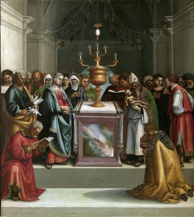 Esitys temppelissä, noin 1521. tekijältä Luca Signorelli