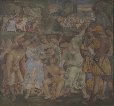 Siveyden voitto: Rakkaus aseista riisuttu ja sidottu freskot Palazzo del Magnificosta, Siena, 1509 tekijältä Luca Signorelli