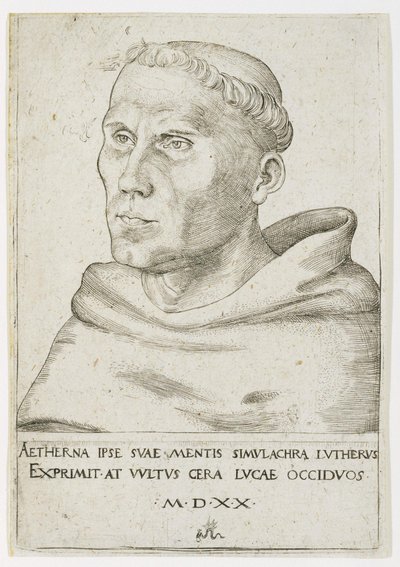 Martti Luther, rintakuva kolmivartalokuvassa tekijältä Lucas Cranach the Elder