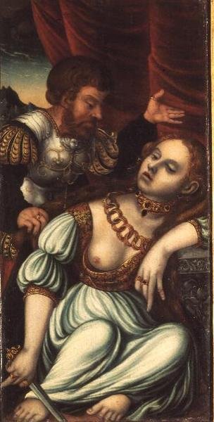Tarquin ja Lucretia tekijältä Lucas (studio of) Cranach