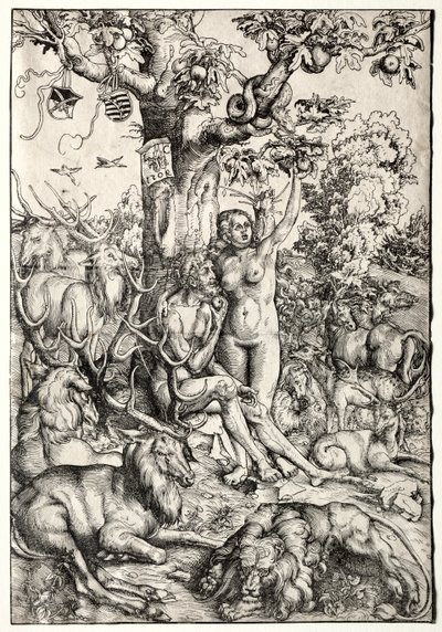 Aadam ja Eeva paratiisissa tekijältä Lucas Cranach