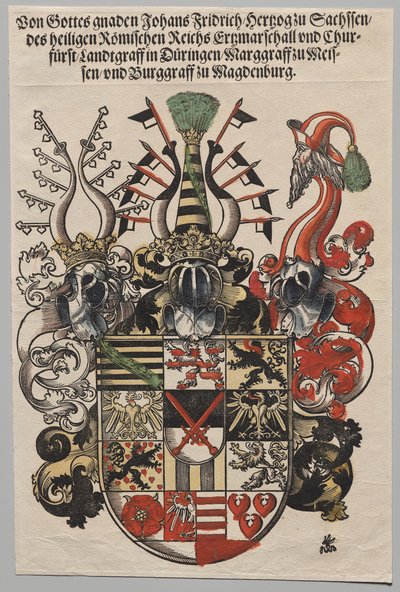 Saksin vaaliruhtinas John Fredericin vaakuna, jota kutsutaan Magnanimousiksi tekijältä Lucas Cranach