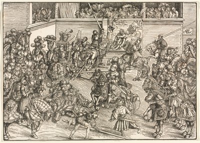Toinen turnaus Sampsonin ja leijonan kuvakudoksen kanssa, 1509. tekijältä Lucas Cranach