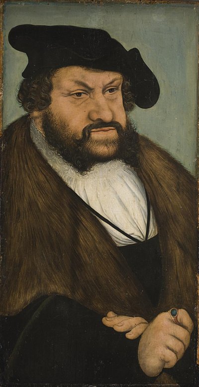 Saksin vaaliruhtinas Johanneksen (1468-1532) muotokuva tekijältä Lucas Cranach d.Æ.