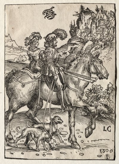 Gentleman and lady Riding to the Chase, 1506. tekijältä Lucas Cranach the Elder