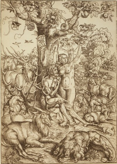 Aatami ja Eeva paratiisissa tekijältä Lucas Cranach the Elder