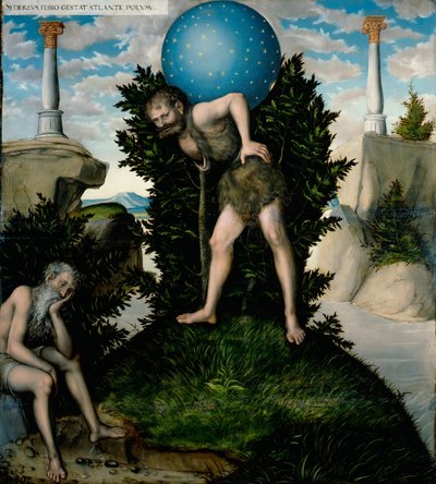 Atlas ja Hercules Herkuleen työstä tekijältä Lucas Cranach the Elder