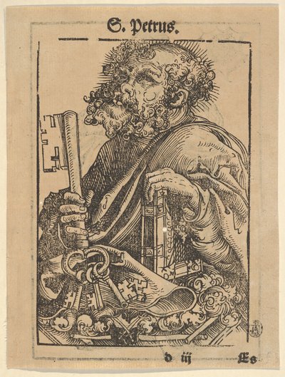 Pyhän Pietarin rintakuva suuresta Wittenbergin pyhäinjäännösten sarjasta, verso: Martin Luther..., 1509. tekijältä Lucas Cranach the Elder