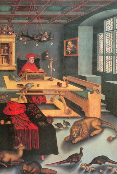 Brandenburgin kardinaali Albrecht Pyhänä Hieronymuksena tekijältä Lucas Cranach the Elder