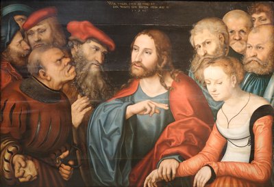 Kristus ja avioton nainen tekijältä Lucas Cranach the Elder