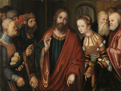 Kristus ja aviorikoksesta vangittu nainen tekijältä Lucas Cranach the Elder
